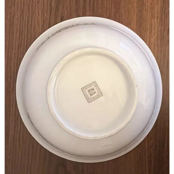 Vtg White Gray & Blue Asian Footed Porcelain Rice Bowl HandPainted Bird Motif - Picture 4 of 7